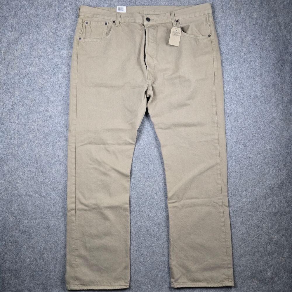 Levi's 501 Mens 42x32 Khaki Tan Straight Leg Original Fit Cotton Twill Pants NEW